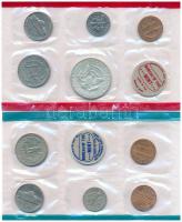 Amerikai Egyesült Államok 1969S 1c - 25c +1969D 1c - 1/2$ Ag, Cu-Ni, bronz (12xklf) forgalmi sor ere...