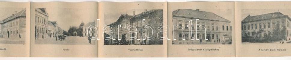Sárvár, Lajos bajor király vára. Leporellolap 10 képpel (gyógyszertár, vasútállomás, sajtgyár, cukor...