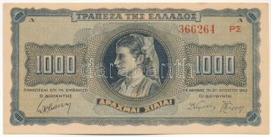 Görögország / Német megszállás 1942. 1000Dr T:AU / Greece / German occupation 1942. 1000 Drachmai C:AU Krause P#118