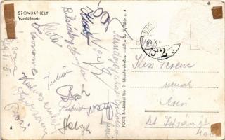 1949 Szombathely, vasútállomás, villamos. FORTE Fotokémiai Ipar rt. képeslevelezőlap osztálya (Rb)