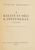 Nadler Herbert: A keleti és déli Kárpátokban. Vadásznapló. Bp., 1943, Vajna és Bokor, (Globus-ny.), 295+1 p.+40 (kétoldalas fekete-fehér fotók) t. Kiadói félvászon kötésben, jó állapotban.  Ex libris-szel: R[adnayné (Radnainé)] Bauer E[rzsébet] (1897-1976): Ex-libris Puchász Tibor, rajta vadászati témájú ex libris-szel (kerecsensólyom?, karvaly?), klisé, papír, jelzett, 6x6,5 cm.