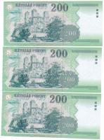 2007. 200Ft (3x) sorszámkövetők "FA 6802101 - FA 6802103" T:UNC
