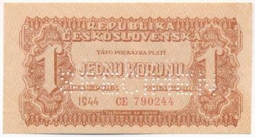 Csehszlovákia 1944. 1K "CE 790244", "SPECIMEN (MINTA)" perforációval T:AU / Czechoslovakia 1944. 1 Koruna "CE 790244", with "SPECIMEN" perforation C:AU Krause P#45s