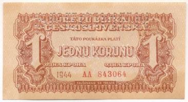 Csehszlovákia 1944. 1K "AA 843064", "SPECIMEN (MINTA)" perforációval T:AU / Czechoslovakia 1944. 1 Koruna "AA 843064", with "SPECIMEN" perforation C:AU Krause P#45s