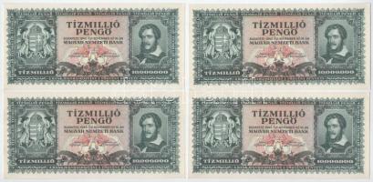 1945. 10.000.000P (9x) sorszámkövetők "O 073 032158 - O 073 032166" T:AU / Hungary 1945. 1...