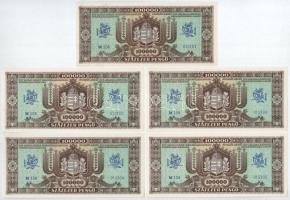 1945. 100.000P (10x) sorszámkövetők "M 108 015101 - M 108 01110" T:AU / Hungary 1945. 100....