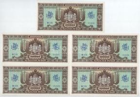 1945. 100.000P (10x) sorszámkövetők "M 108 015101 - M 108 01110" T:AU / Hungary 1945. 100....