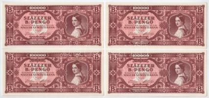 1946. 100.000BP (9db) T:AU egyiken nyomdai papírránc / Hungary 1946. 100.000 B.-Pengő (Billion Pengő...