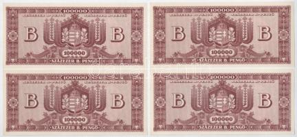 1946. 100.000BP (9db) T:AU egyiken nyomdai papírránc / Hungary 1946. 100.000 B.-Pengő (Billion Pengő...