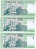 2007. 200Ft (3x) sorszámkövetők "FA 5078954 - FA 5078956" T:UNC
