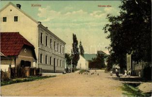 1911 Kutina, Crkvena ulica / street view, church (kis szakadás / small tear)