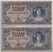 1945. 500P (8x) három részletben sorszámkövetők "K 106 030727 - K 106 030742" T:AU / Hunga...
