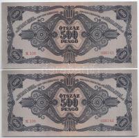 1945. 500P (8x) három részletben sorszámkövetők "K 106 030727 - K 106 030742" T:AU / Hunga...