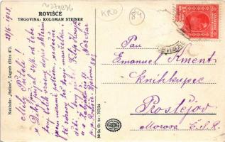 1928 Rojcsa, Rovisce; Trgovina Koloman Steiner / shop of Koloman Steiner, main square, church, railw...