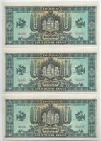 1946. 100.000MP (7x) sorszámkövetők "B 239 065062 - B 239 065068" T:AU / Hungary 1946. 100...