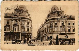 1940 Kolozsvár, Cluj; Szentegyház utca, Haraszthy üzlete, Gresham. Keszey Albert kiadása / street, shops + "1940 Kolozsvár visszatért" So. Stpl (Rb)