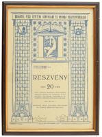 Pécs 1936. "Dunántúl Pécsi Egyetemi Könyvkiadó és Nyomda Részvénytársaság" részvénye 20P-ről szárazpecséttel, keretben T:AU / Hungary / Pécs 1936. "Pécs Transdanubia University Publishing and Printing Company" share about 20 Pengő witn embossed stamp, in frame C:AU