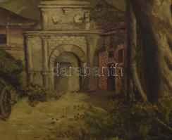 Olvashatatlan jelzéssel: Táj szekérrel. Olaj, vászon. Hátoldalán Szépművészeti Múzeum 552/978 sz. bí...