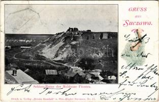 1901 Suceava, Suczawa, Szucsáva, Szőcsvásár (Bukovina, Bucovina, Bukowina); Schloss-Ruine der Moldauer Fürsten / fortress, castle ruins (surface damage)