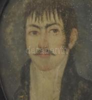 Jelzés nélkül, XIX. sz. első fele-közepe: Előkelő fiatal férfi portréja (magyar nemes?). Olaj, karto...