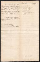 1849.VI.1 Adós-levél győrszigeti lakos nevére kiállítva, érdekes magyar címeres vízjellel. Hátoldalá...