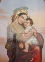 Mini oltár, festett miniatúrával. Réz, XIX. sz. m: 20 cm