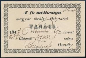 1847 A helytartótanács nov. 9-én tartott ülésére szóló meghívó, közigazgatási osztály