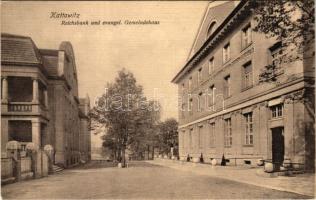 1915 Katowice, Kattowitz; Reichsbank und evangel. Gemeindehaus / bank and Lutheran town hall