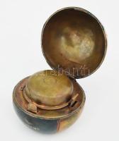 Úti tintatartó, bőr tokkal, ca 1900 d: 6 cm