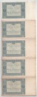 Lengyelország 1930. 5Zl (5db) ebből 4db közeli sorszámmal T:XF hajtatlan, de ázásnyom, hullámos, els...