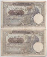 Jugoszlávia 1931. 1000D + Szerbia / Német megszállás 1941. 100D (2x) + 1941. 1000D, felülbélyegzett ...