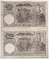 Jugoszlávia 1931. 1000D + Szerbia / Német megszállás 1941. 100D (2x) + 1941. 1000D, felülbélyegzett ...