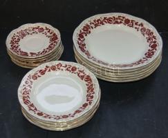 Háború előtti Zsolnay kézzel festett porcelán tányérkészlet : 6 süteményes, 6 lapos, 6 mély tányér, hibátlan, gyönyörű állapotban / Set of 18 hand-painted Zsolnay plates in perfect shape