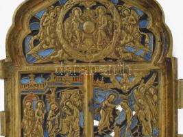 Bronz úti triptichon egy része zománc festéssel XIX. sz. 11x8 cm