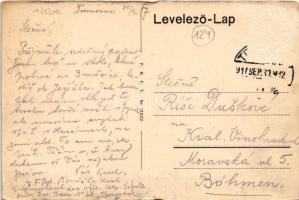 1917 Temesvár, Timisoara; Hungária fürdő és Liget út, villamosok / street, bath, trams (Rb)