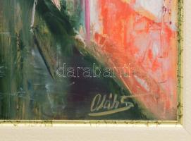 Oláh Sándor (1959): Velencei részlet. Olaj, karton. Jelzett. Dekoratív fakeretben. 40x33,5 cm