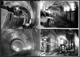 cca 1970 Budapest, Széna téri metróalagút építése, 12 db vintage fotó, ezüst zselatinos fotópapíron,...