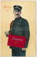 1920 Lucerne, Luzern; Postman leporello with 10 mini pictures (EB)