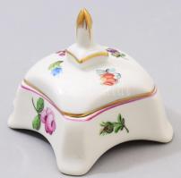 Herendi gyümölcs mintás porcelán ékszeres dobozka Kézzel festett, jelzett, hibátlan 8x7x7 cm