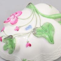 Herend rózsa mintás porcelán levél formájú csésze Kézzel festett, jelzett, hibátlan 10x8 cm