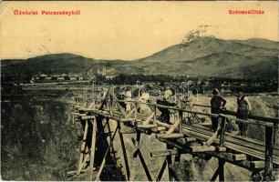 1908 Petrozsény, Petrosani; Szénszállítás a bányában. W.L. 1688. / coal transport in the mine (EK)