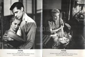 cca 1989 előtt készült, ,,Psycho" című amerikai film jelenetei és szereplői, 16 db vintage produkciós filmfotó (vitrinfotó, lobbyfotó) ezüst zselatinos fotópapíron, a használatból eredő (esetleges) kisebb hibákkal, 18x24 cm