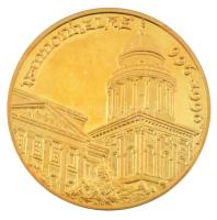 Bognár György (1944-) 1996. "II. János Pál pápa látogatása Pannonhalmán" aranyozott fém em...