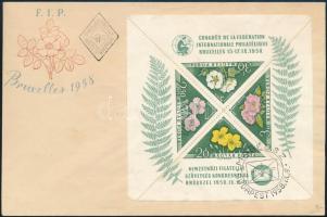 1958 FIP (I.) - Virág (I.) blokk FDC-n (10.000)