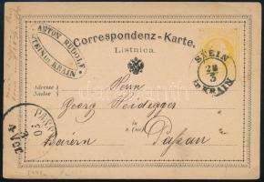 1875 2kr díjjegyes levelezőlap / PS-card "STEIN / in KRAIN"