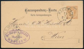 1890 2kr díjjegyes levelezőlap / PS-card "RZESZÓW" - Wien