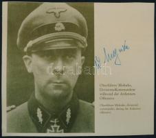 Wilhelm Mohnke (1911-2001) SS Standartenführer autográf aláírása őt ábrázoló képen / Autograph signature of SS Standartenführer Wilhelm Mohnke (1911-2001) on a picture of him