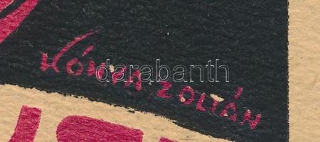 Kónya Zoltán (1891-?): Lagerlöf Selma: Krisztusi legendák (könyvborító terv). Fametszet, papír, jelz...