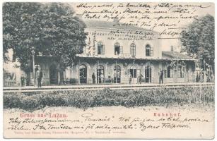 1903 Luzhany, Luzan, Lujeni (Bukovina, Bucovina, Bukowina); Bahnhof / vasútállomás / railway station. Verlag Simon Gross (Czernowitz) (EK)