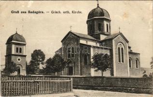 1916 Sadhora, Sadagóra, Sadiger, Sadigura (Bukovina, Bucovina, Bukowina); Griech. orth. Kirche / Greek Orthodox church + Kanonen-Munitionskolonne Nr. 2. Feld. Kan. Rgmt. Nr. 3. (surface damage)